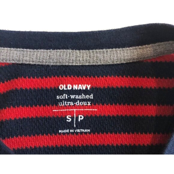 Old Navy Soft Wash Womens Size Small Red & Blue Striped Cropped Thermal Shirt - Picture 7 of 7